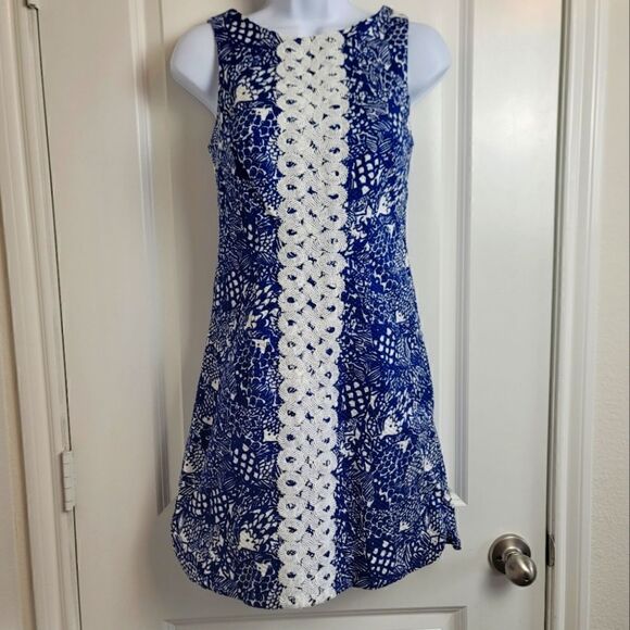 LILLY PULITZER The Upstream Blue White Shift Dress - Picture 1 of 12